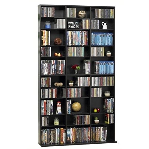 Bowery Hill 72" Triple Slim Multimedia Storage Rack in Espresso - Thumbnail 2