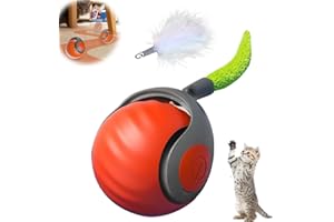 Runsgo Speedy Tail 2.0,Interactive Cat Toy Balls for Indoor Cats Dogs,Speedy Tail Cat Toy,USB Rechargeable Smart Cat Toys Ball, Two Speed Adjustment, with Replacement Tail (Orange)