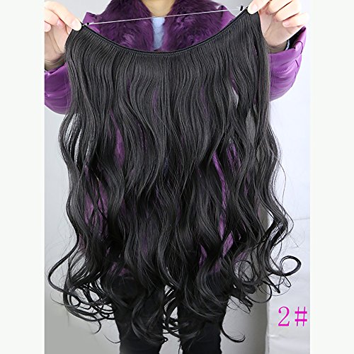 Nicheng Europe Women's Curly Hide Wire Flip in Premium Synthetic Hair Extensions Hairpieces 18inch 80g (2# darkest brown)