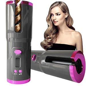 Automatic Hair Curler Cordless, Portable Fast Heating Ceramic Barrel with Adjustable Temperature & Timer,Curling Wand…