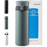 LocknLock WannaBe Tumbler Khaki 15oz, BPA-Free Double Wall Stainless Steel Vacuum Insulated Tumbler with One Touch Lid, Lightweight Travel Mug for Coffee, Tea and Water