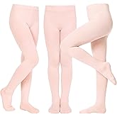 Zando 3 Pairs Ballet Tights for Girls 6-12Y - Dance Tights for Girls Stretchy Soft Footed Tight for Daily Uniform Halloween