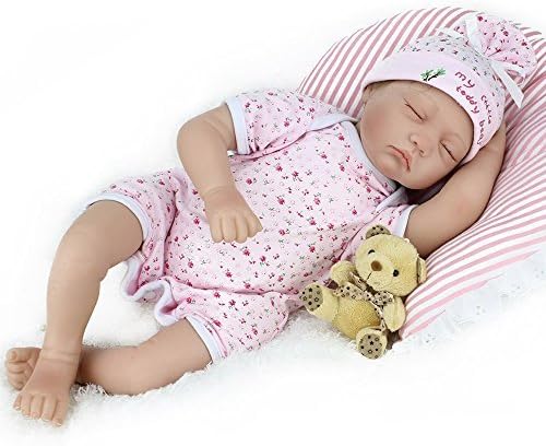 Soft Silicone Vinyl Handmade Reborn Baby 22 Inch Lifelike Sleeping Dolls With Magnet Dummy Pacifier