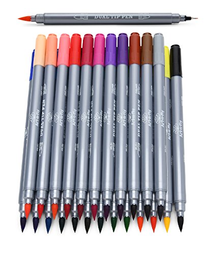 24 dual tip color fineliner pens for drawing brush tip …