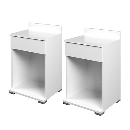 Vicco Nachtkommode Set Paris Boxspringbett Nachtschrank Nachttisch (Weiß, 2er Set)