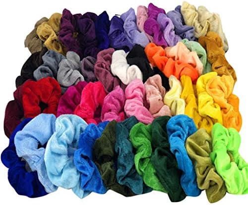 BeautyShe 46 scrunchies for Hair, Velvet Elastic Hair Bands Scrunchy - Hair Ties Ropes Scrunchie for Women or Girls Hair Accessories - 46 Assorted Colors Scrunchies (46 PCS Velvet Hair Scrunchies)