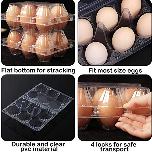 Luckgy 16pcs Pack Clear Plastic Egg Carton EcoFriendly Egg Tray Holder, Holds 6 Eggs Securely