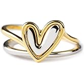 STORYJEWELLERY Gold and Silver Rings, Two Tone Ring, Mixed Metal Ring, Unique Stacking Heart Rings for Women, Self Love Gifts for Women