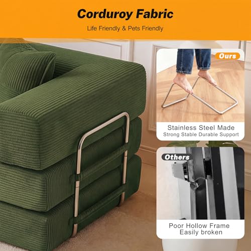 Vipbear Premium Boneless Couch, 79" L 5-in-1 Ergonomic 3 Seater Versatile Modular Sectional Sofa for Living Room, Green
