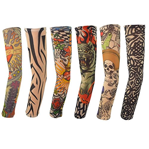 3 Pair(6pcs Tattoo Arm Sleeve Cover Cycling Sun Protective Uv Cover Arm Sleeves(34 design)