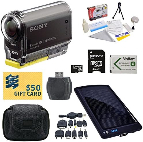 Sony HDR-AS30V HD POV Action Camcorder with 47stPhoto Ultimate Accessory Kit Includes - 32GB High-Speed Micro SD Card + Card Reader + NP-BX1 1400mAh Li-ion Battery + Hard Shell Carrying Case + Solar Battery Charger/ Backup + Lens Cleaning Kit including LCD Screen Protectors Photo Print