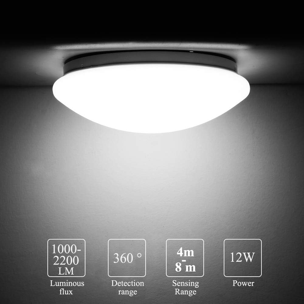 LED Ceiling Light with Motion Sensor,MOSINITTY 12W 10002200LM Round