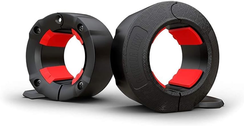 GorillaJaw Olympic Barbell Clamps 2 inch Quick Release Pair of Locking 2" Pro Olympic Weight Bar Plates Nylon Locks Collar Clips for Workout Weightlifting Fitness Exercise Barbell Clamp Black/Red : Sports & Outdoors