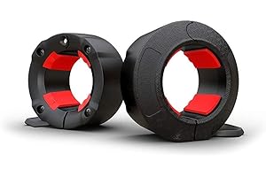 GORILLA JAW GorillaJaw Olympic Barbell Clamps 2 inch Quick Release Pair of Locking 2" Pro Olympic Weight Bar Plates Nylon Locks Collar Clips for Workout Weightlifting Fitness Exercise Barbell Clamp Black/Red