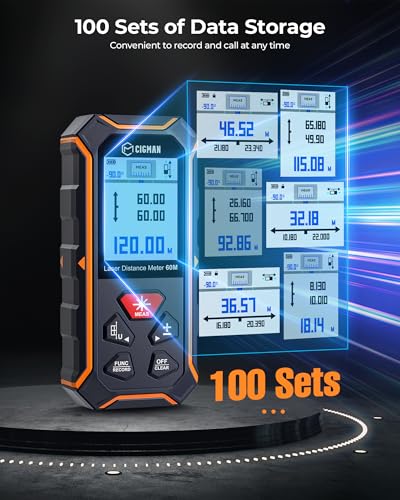 CIGMAN Laser Measure, 120m/393ft Laser Measurement Tool with LCD Display, ±2mm High Accuracy, Type-C Rechargeable Battery