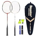 Senston 2 Player Badminton Racket Set Double Rackets - Including 1 Badminton Bag/2 Rackets/2 Shuttlecocks/2 Grip
