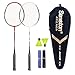 Senston - 2 Player Badminton Racket Set Double Rackets - Including 1 Badminton Bag/2 Rackets/2 Badminton /2 Grip