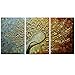 V-inspire Art, Golden Flower Paintings,3D Abstract Paintings Oil Hand Painting On Canvas Wood Inside Framed Ready to Hang Wall Decoration For Living Room Bed Room (24W*36L*3)