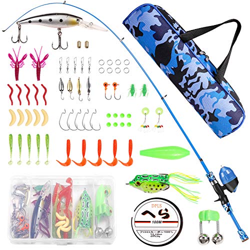 Gamashino Kids Fishing Pole Telescopic Fishing Rod and Reel Combo Kit Fishing Gear, Fishing