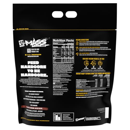 Mutant Mass Extreme GainerWhey Protein PowderBuild Muscle Size and StrengthHigh Density Clean Calories12 lbsTriple Chocolate