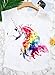 Futurino Women's Summer Colorful Bow Tie Unicorn Print Short Sleeve T-shirt Tops (M, Rainbow Feather)