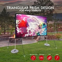 Pyle Projector Screen with Stand - 100" 16:9 HD 4K