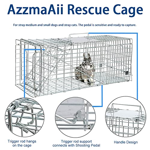 Stray Animal Trap Large Foldable Humane Homeless Cat Trap with Metal Crate | 2 Doors Catching/Release Stray Cats and Dogs, for Raccoon Bobcats Beavers Groundhogs Opossums Armadillos Outdoor