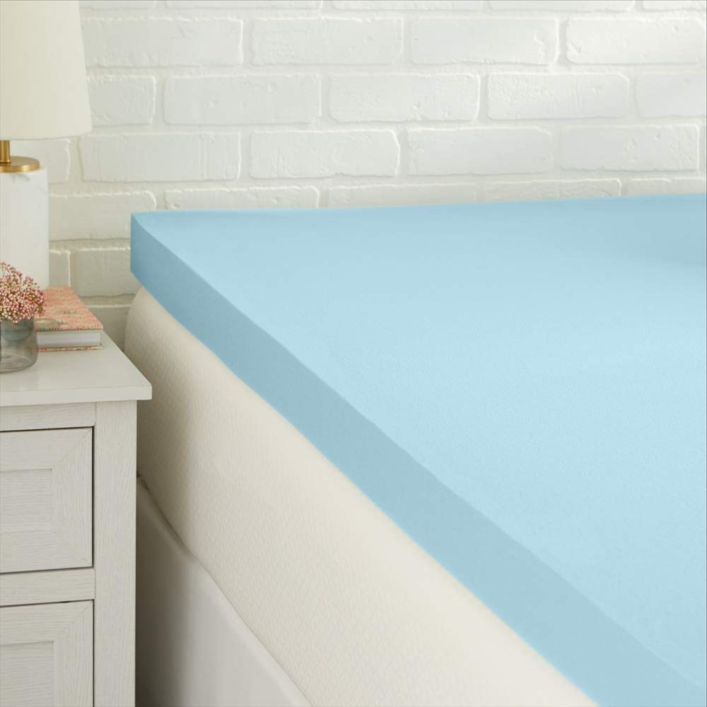 Photo 1 of Amazon Basics Twin XL Mattress Topper, Cooling Gel-Infused, CertiPUR-US Certified, 3 Inches, Blue