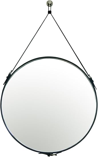 Amazon Com Hofferruffer Pu Leather Round Wall Mirror Decorative