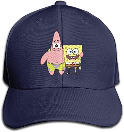 SHKUK Spongebob-Patrick Unisex Pure 100% Cotton Adjustable Peaked Cap Fashion Sports Washed Baseball Hunting Cap Baseball Hat Navy