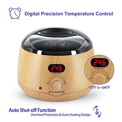 Aldom Hair Removal Wax Warmer - Waxing Kit - Electric Wax Pot with LCD Display Precision Temperature Control (110°F - 246°F), 4-Flavor Wax Beans and 20 Wax Applicator Stickers for Rapid Waxing