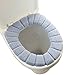 Jree Ash Toilet Seat Cover, Bathroom Essential Stretchable Washable Toilet Seat Lid Cover Pads, Soft Thicker Warmer O Type Plush Mat, Grey Blue Color