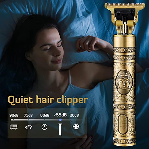 Hair Clippers for Men, Cordless Rechargeable Hair Trimmer Professional Hair Trimmer T Blade Trimmer Zero Gapped Trimmer, Electric Beard Trimmer Shaver Hair Cutting Kit for Men (Gold)