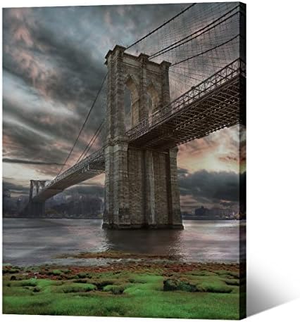 Canvas Art Brooklyn Bridge New York Cityscape Wall Art 16x20 Inch Giclee Printing Stretched and Gallery Wrap