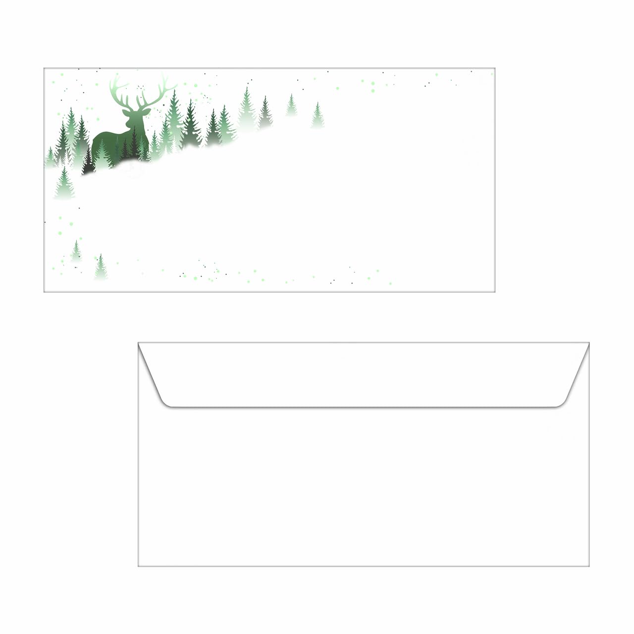 SIGEL DU284 Envelopes with Christmas pattern, White and Green, DL size (11 x 22 cm), 25 Pieces
