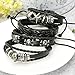 FINREZIO 16 PCS Black Braided Leather Bracelets Set for Men Punk Wrap Cuff Bracelet Adjustable