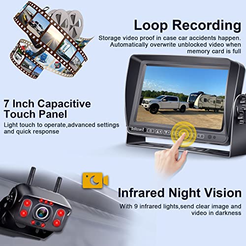 DoHonest RV Backup Camera Wireless HD 1080P with 7‘’ Touch Key DVR