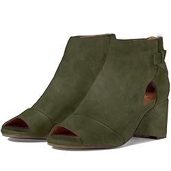 MOOMMO Women Open Toe Booties Sandals Heel Olive