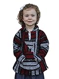 Youth Kids Mexican Baja Hoodie Pullover Sweater Unisex Boys Girls (Small (5-6 years), Red/Gray)