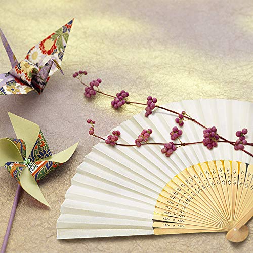 ZOOI Wedding Fans, Pack of 18 White Hand Fans, Wedding Decoration, Folding Fans, Guest Gift, Fecher, Summer Wedding, Wedding Decoration, Hand Fan, Asian Decoration for Birthday Party, Wedding, Wall Decoration