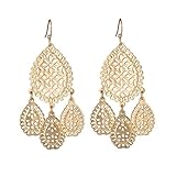 Girl Era Womens Elegant Simple Filigree Dangle Earrings Fashion Drop Gold Plated Earrings
