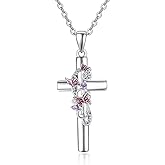 KINGWHYTE Butterfly Necklace 925 Sterling Sliver Cross Jewelry Pendant Butterfly Gifts Mother's Day Gifts for Women