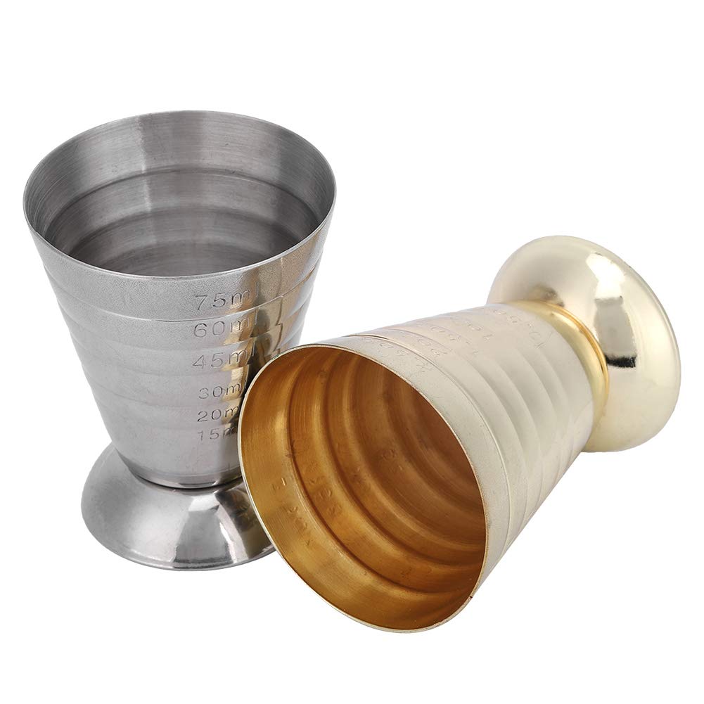 Zerodis 2Pcs Bar Measuring Cup Cocktail Jigger Multifunction 304 Stainless Steel Wine Cocktail Jigger Bartender Ounce Cup Bar Supply for Outdoor Indoor Party 75ml