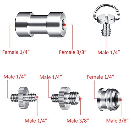 Jovitec Camera Screw, Tripod Screw Adapter Converter Ring Screw for Camera/Monopod/Ballhead/Light Stand/Shoulder Rig (30 Pieces, 5 Sizes)