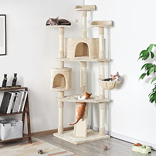 Yaheetech MultiLevel Cat Trees Cat Towers 79in Cat Tree for Indoor