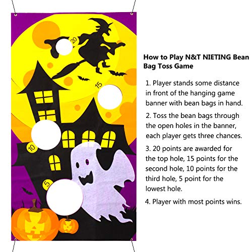 N&T NIETING Bean Bag Toss Game 53.5 X 30 Inches, Party Games Outdoor with 6 Bean Bags, Carry Case and Rope, Vivid 3D Felt Patterns for Kids Party Favor, Outdoor Games - Thumbnail 2