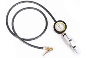 JOES RACING PRODUCTS Tire Inflator and Gauge, Pro Gauge, Quick Fill, Remote, 5 ft. Air Hose, 0-60 psi, Analog, 2-1/2 in Diameter, White Face, 1 lb. Increments, Each