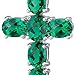 PEORA Simulated Emerald Cross Pendant Necklace for Women 925 Sterling Silver, 4.50 Carats total Oval Shape, with 18 inch Chain, Emerald Necklace, May Birthstone, w/Jewelry Box