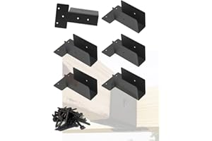 Cycence WoodMate 42061 Outdoor Pergola Rafter Bracket Joist Hanger Deck Railing Bracket Connector for 2x4 or 2x6 (Black) - 6 Pack