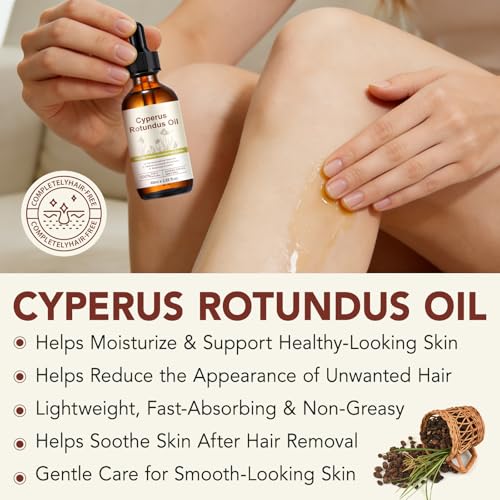 Cyperus Rotundus Oil, Cyperus Rotundus Oil for Hair Removal, Reduces Unwanted Hair Growth, Moisturizing Soothing Skin, Shrink Pores, Reduces Body Hair Growth Cypress Rotundus Oils for All Skin - 2Pack